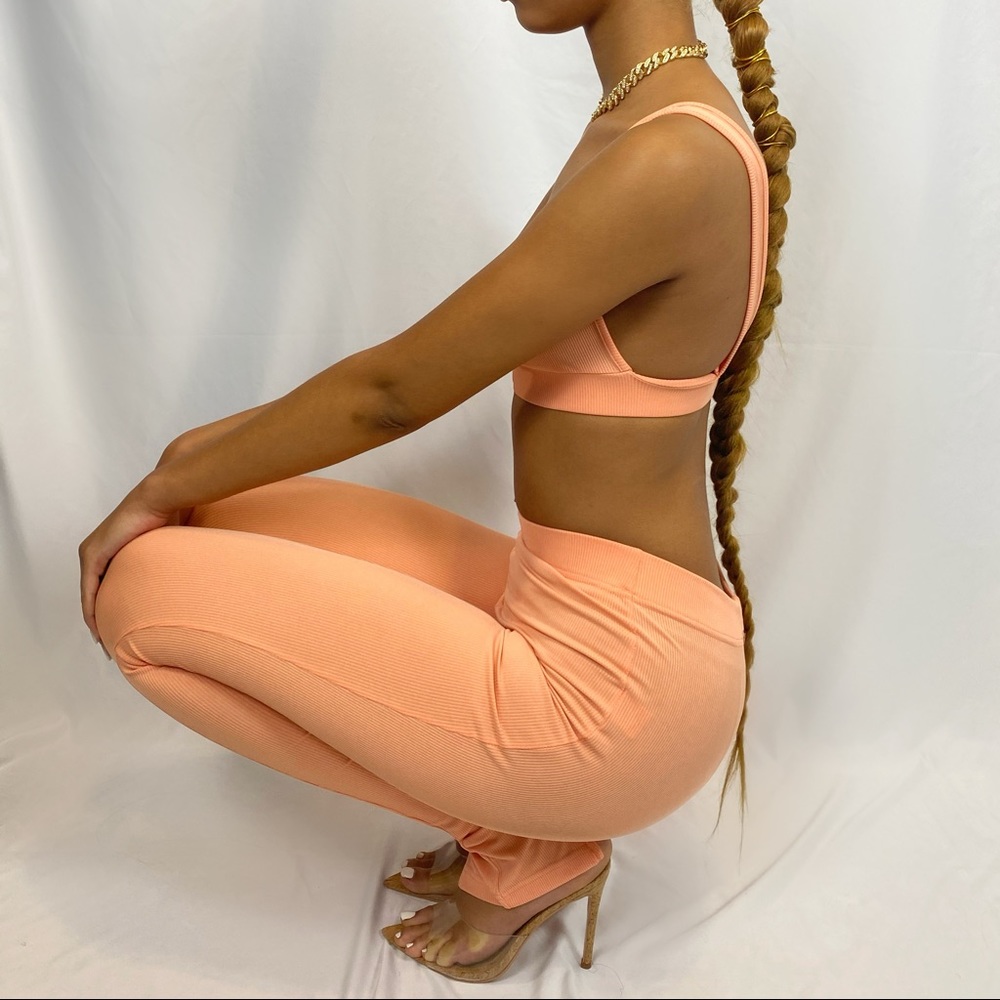 Coral split hem pants set